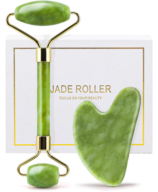 huefull Genuine Jade Roller & Gua Sha Set for Face