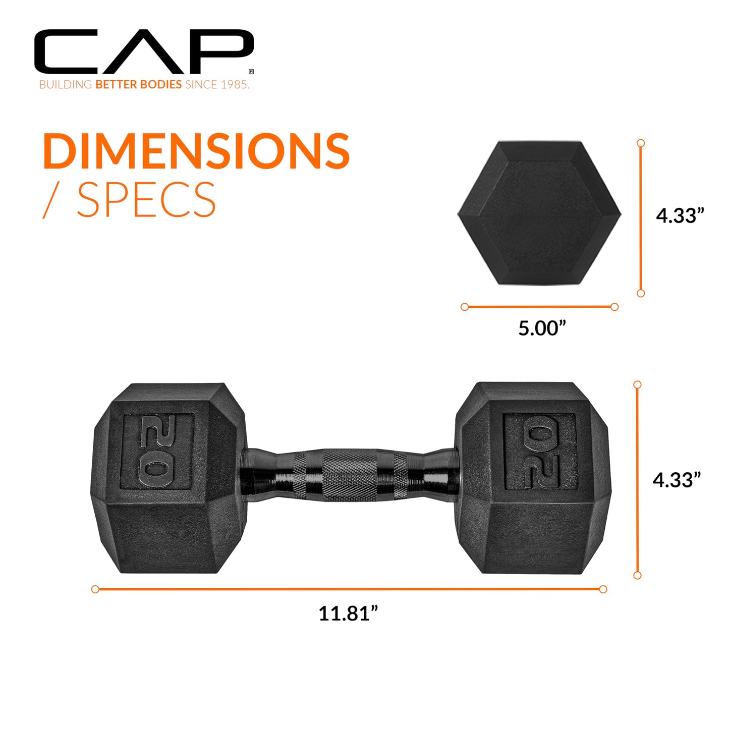 CAP Barbell 10 LB Coated Hex Dumbbell Weight Pair with Black Handle