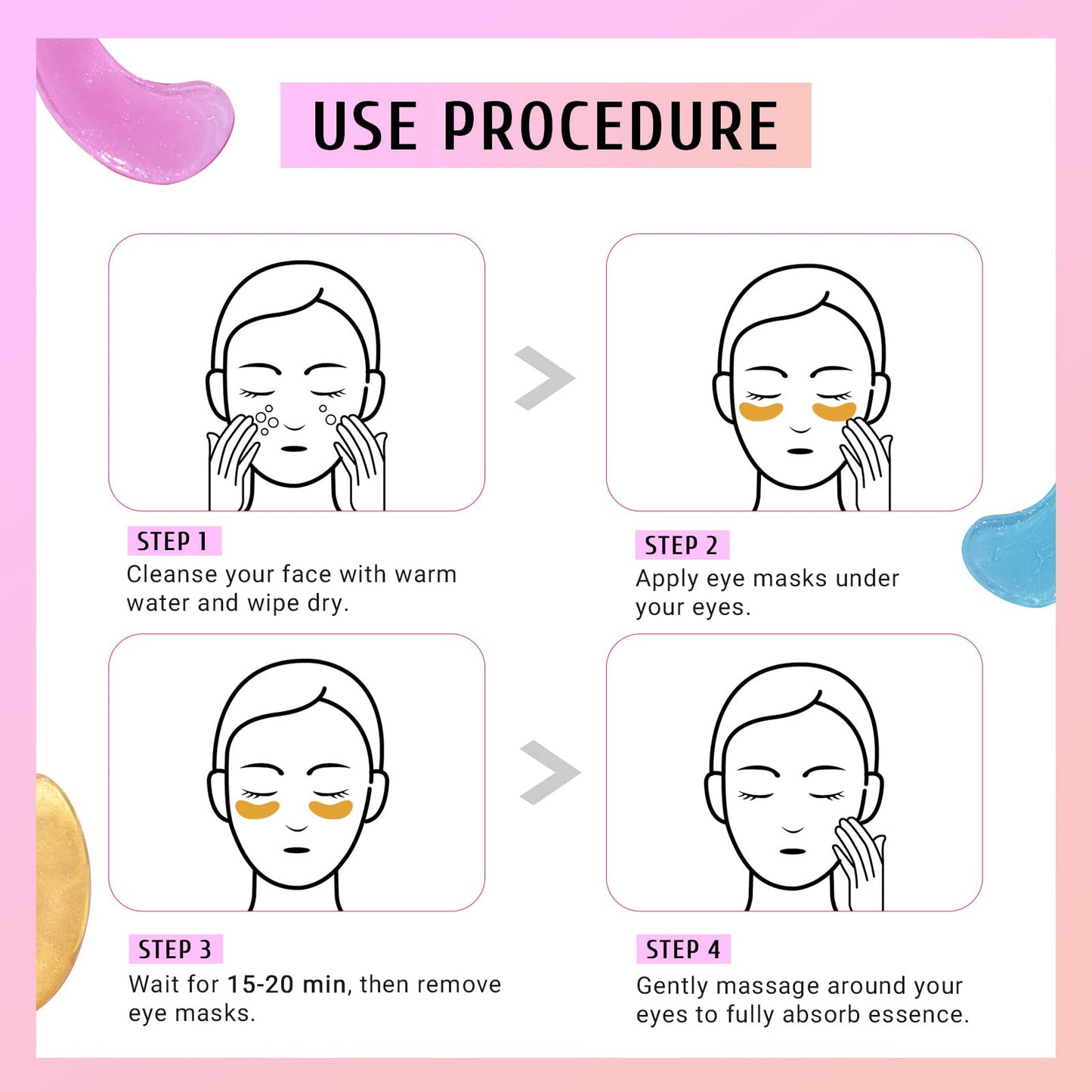 PEAUAMIE Under Eye Patches Gold and Hyaluronic Acid for puffy eyes