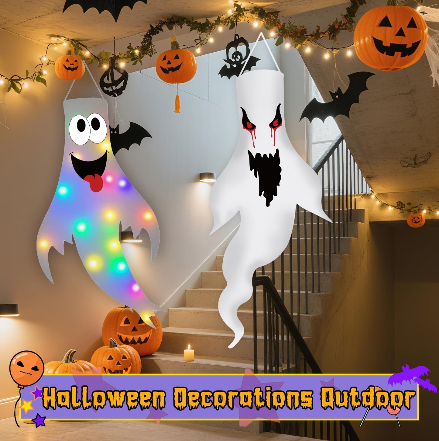 2 Pack LED Halloween Decorations for Indoor & Outdoor Use