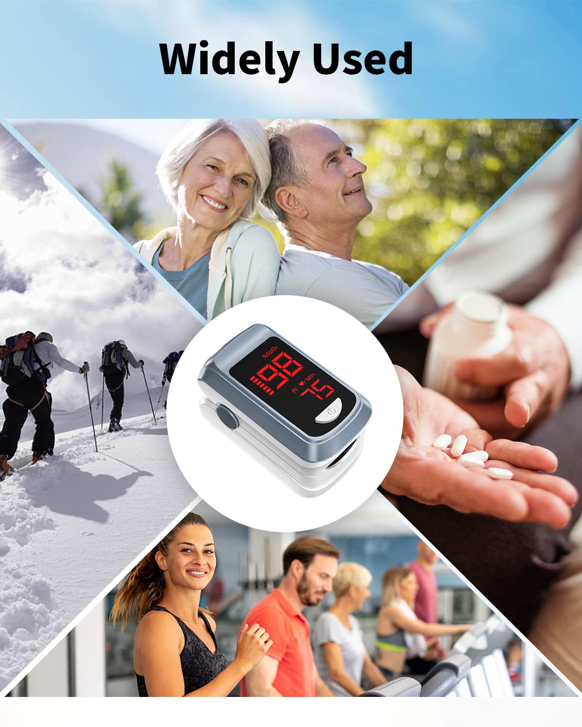 Fingertip Pulse Oximeter Blood Oxygen Saturation Monitor Pulse Ox