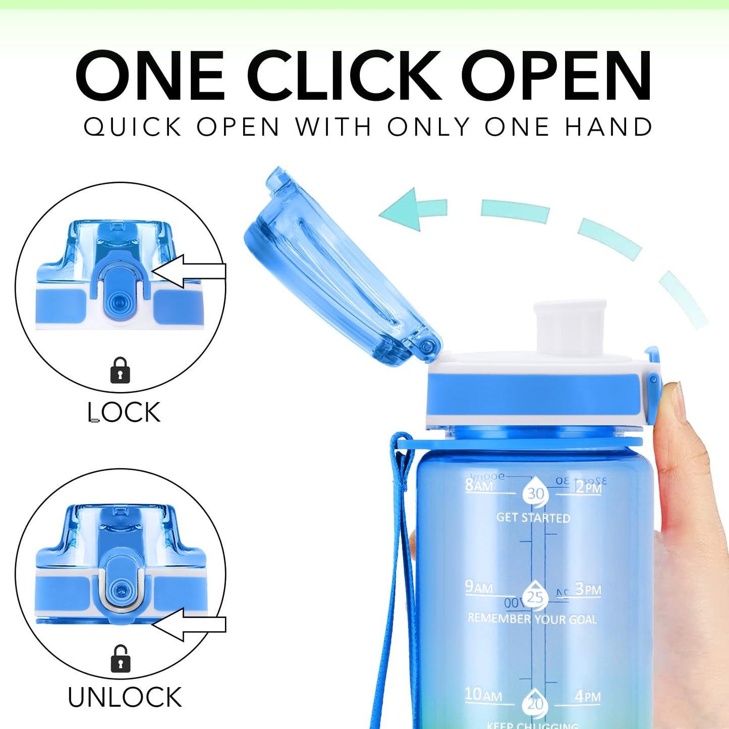 Alwager 32oz Motivational Water Bottles with Time Marker & Fruit Strainer