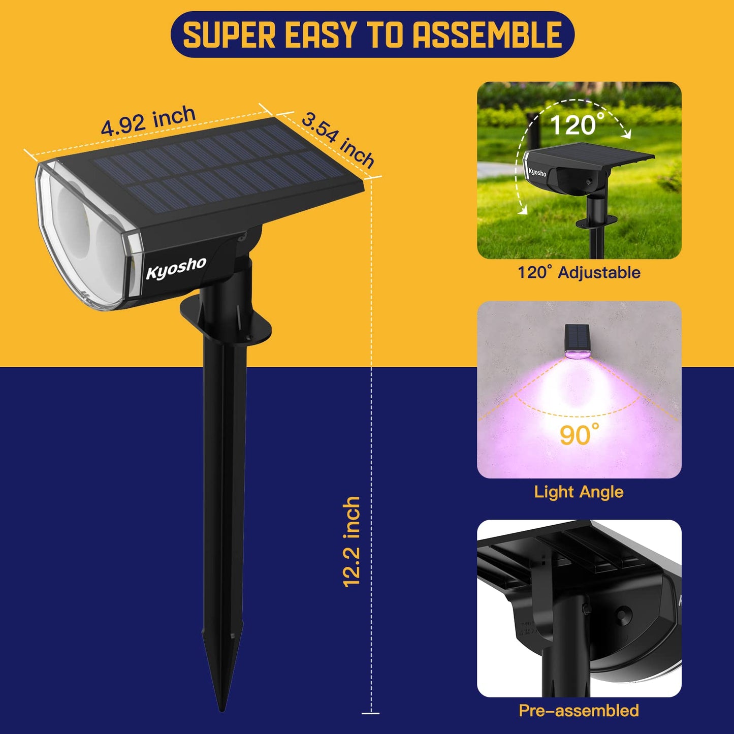 Kyosho Solar Color Spot Lights Outdoor, 9 Lighting Modes Halloween Christmas Lights
