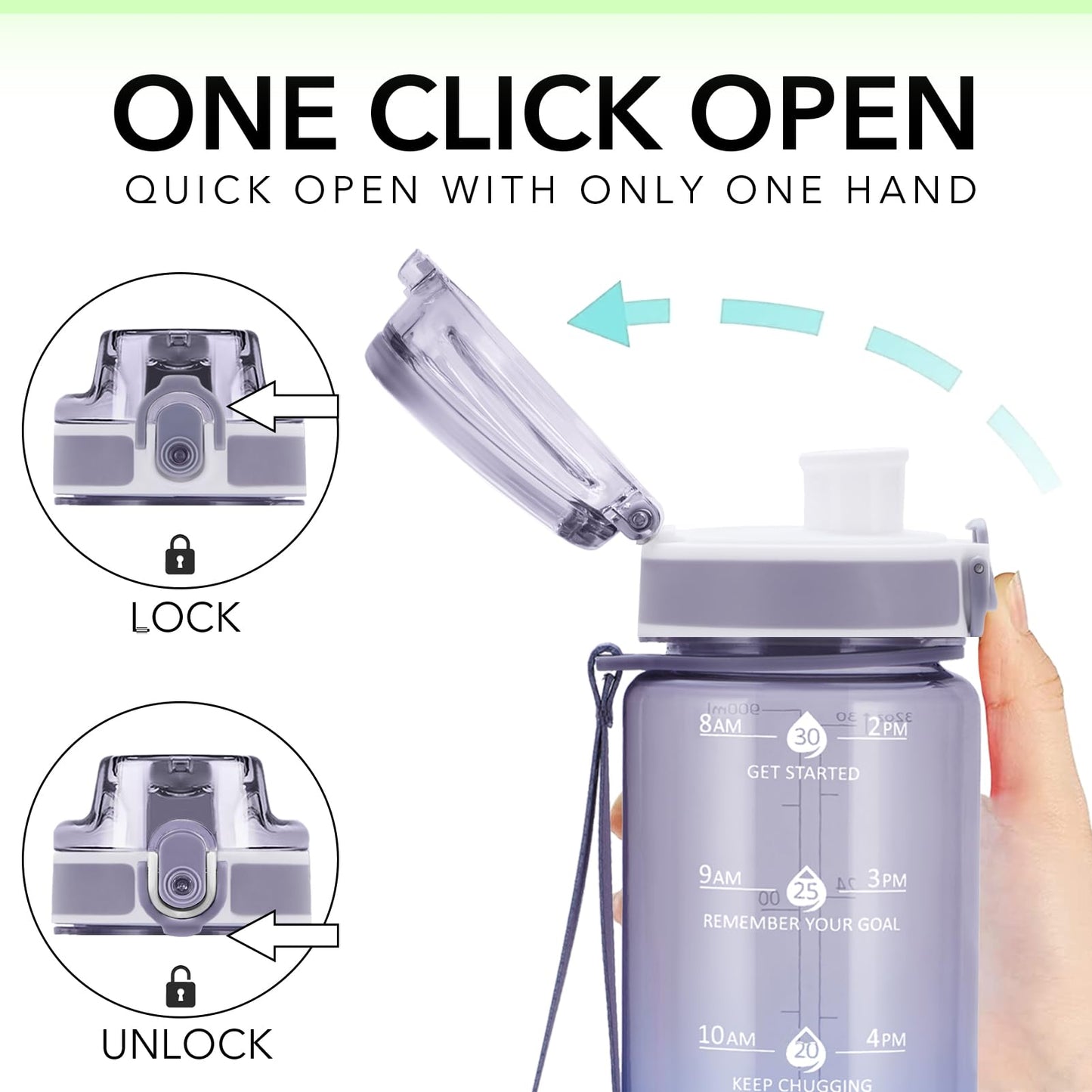 Alwager 32oz Motivational Water Bottles with Time Marker & Fruit Strainer