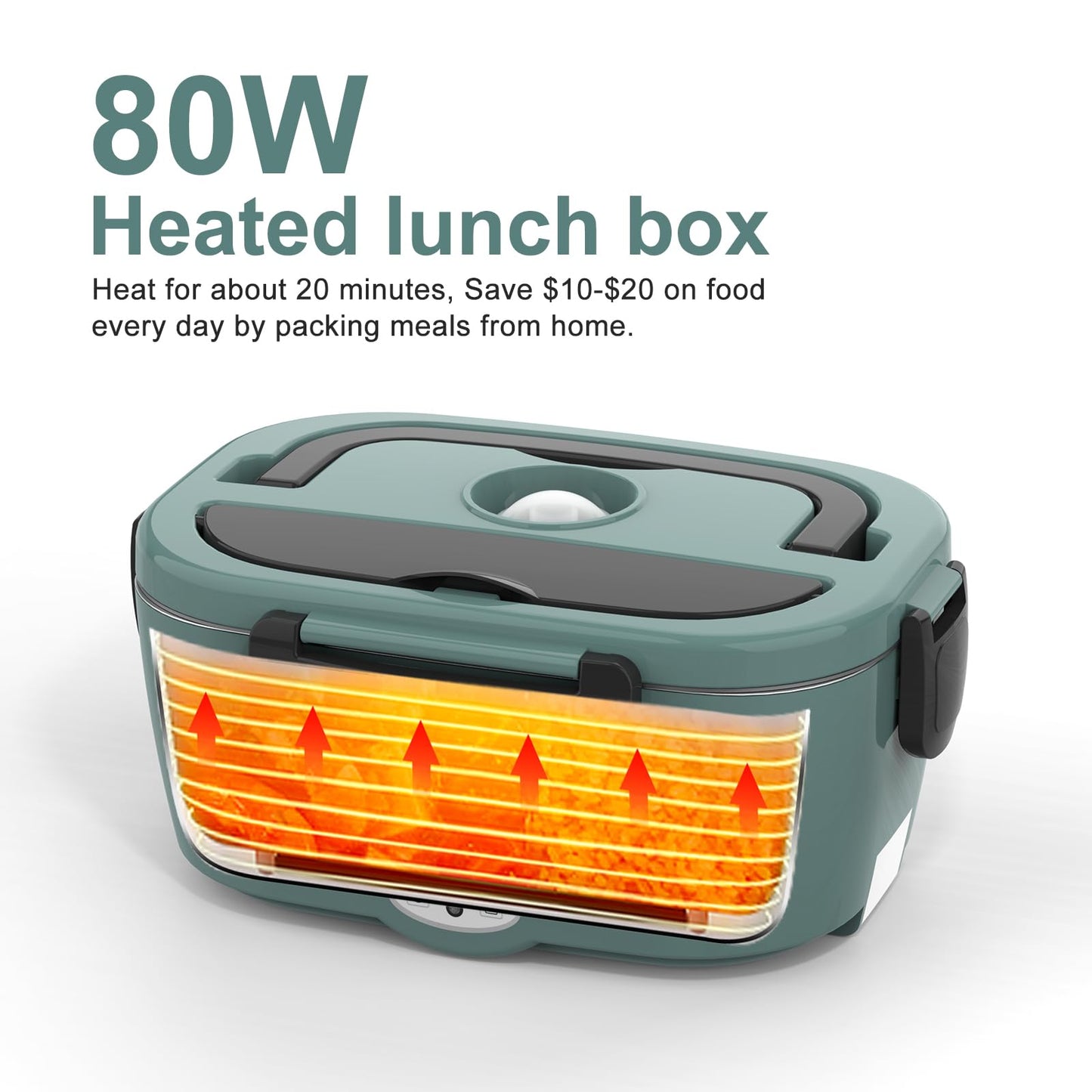 WisaKey Green Electric Lunch Box Food Heater