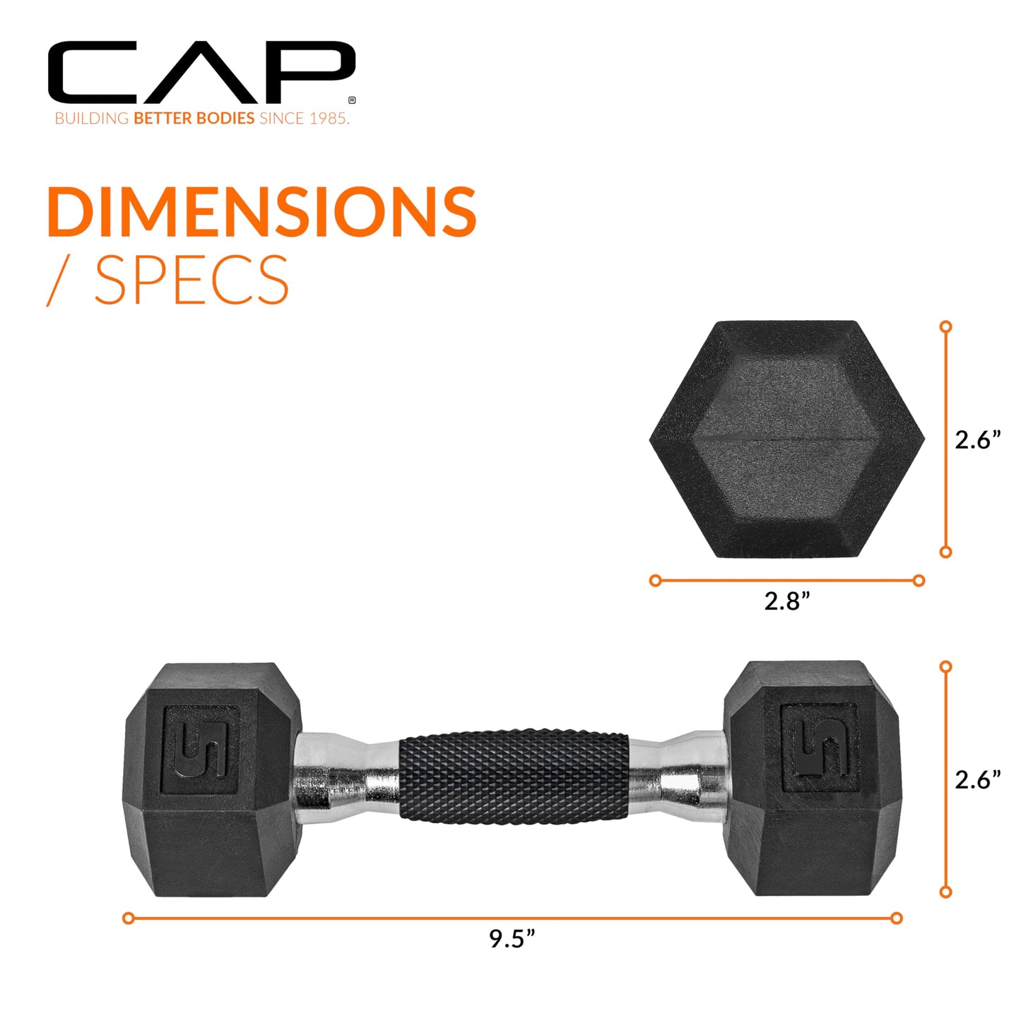 CAP Barbell 10 LB Coated Hex Dumbbell Weight Pair with Black Handle