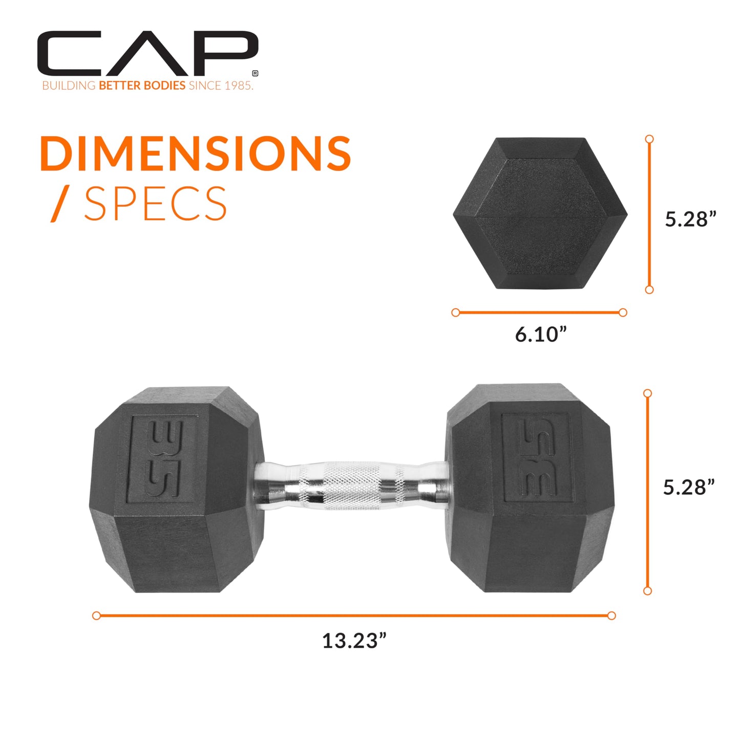 CAP Barbell 10 LB Coated Hex Dumbbell Weight Pair with Black Handle