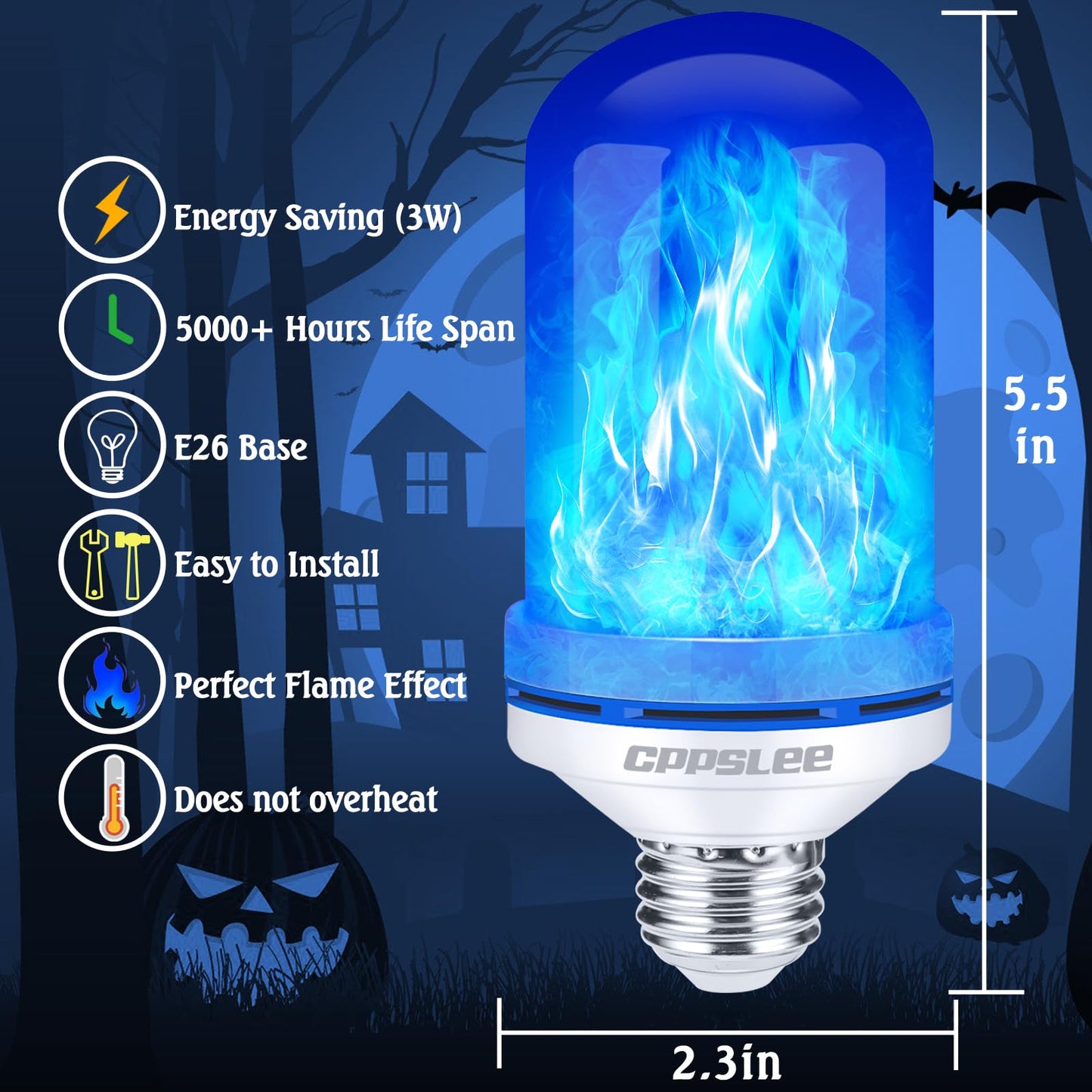 LED Flame Light Bulbs β 2 Pack, 4 Modes, E26 Base