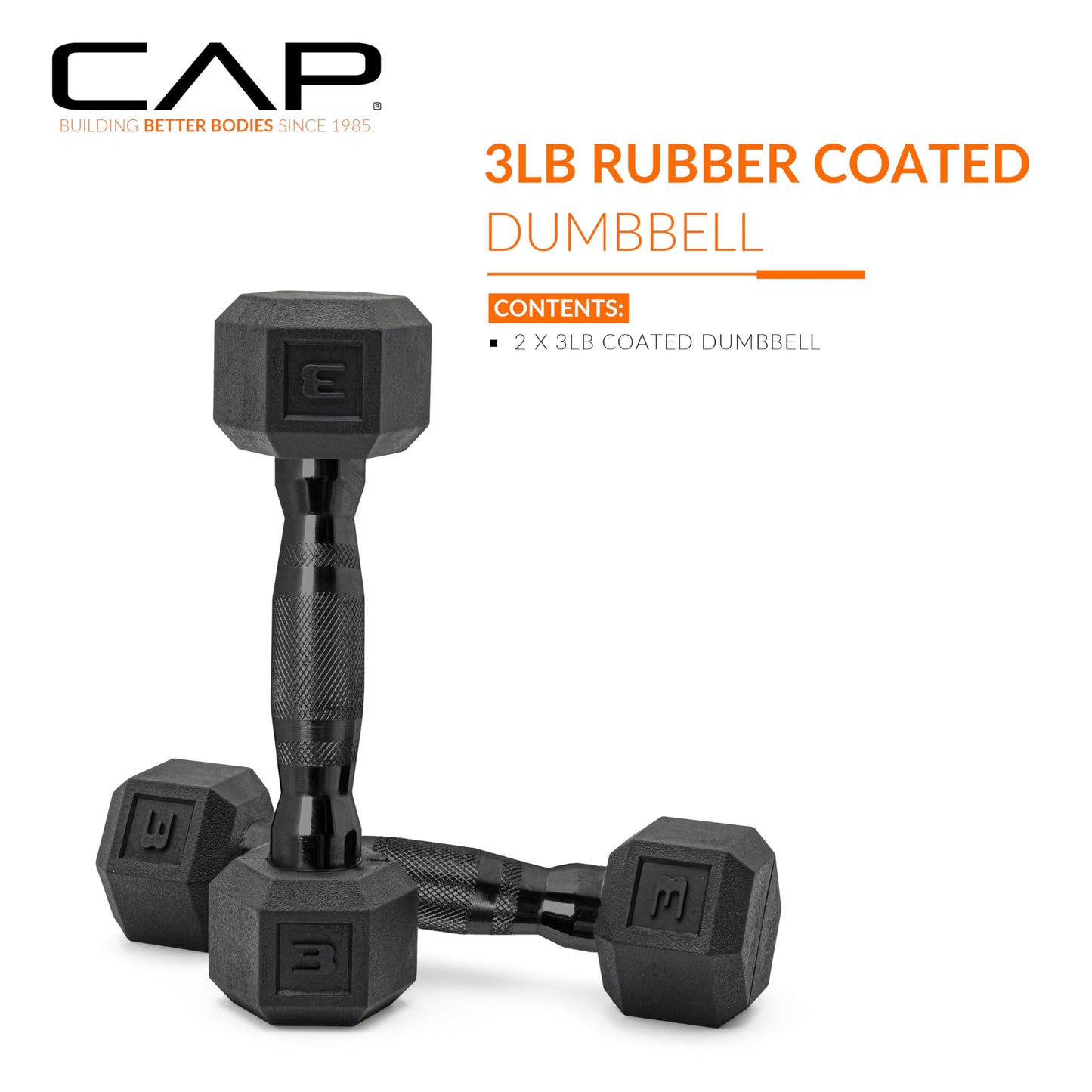 CAP Barbell 10 LB Coated Hex Dumbbell Weight Pair with Black Handle