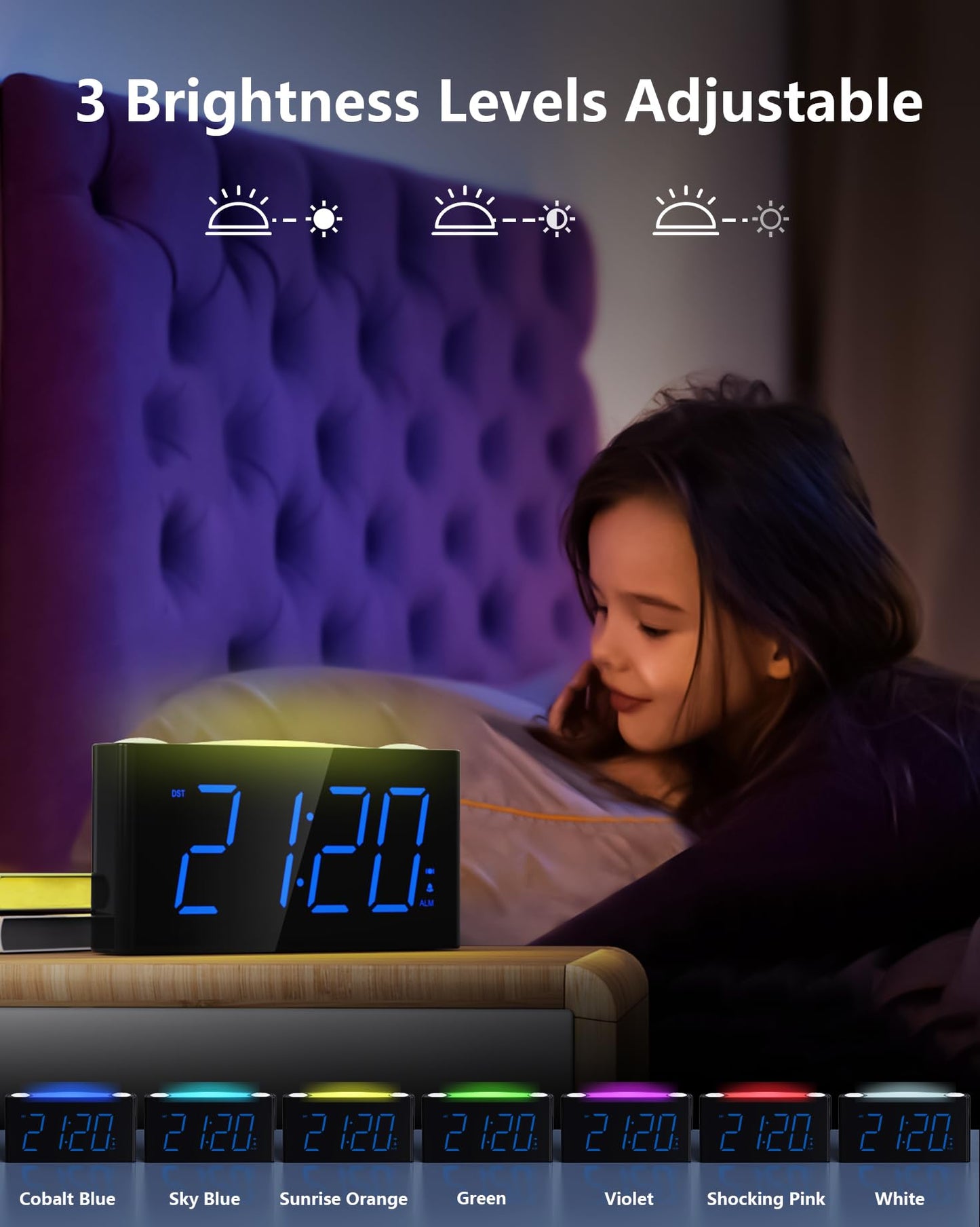 Vibrating Alarm Clock with Color Display