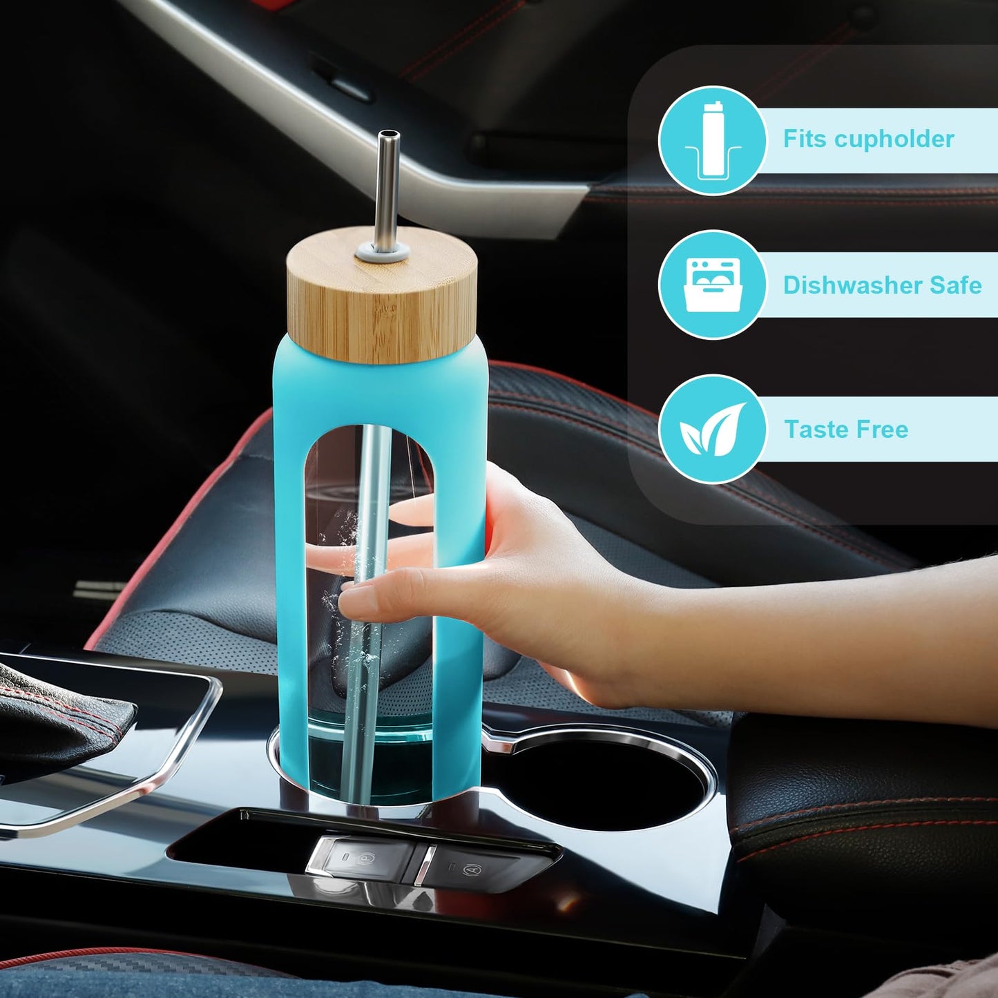 FULBEVY Glass Water Bottles 64 oz