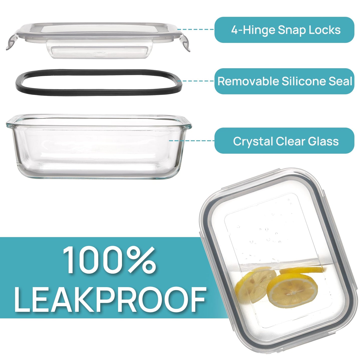 Vtopmart 5Pack 22oz Glass Storage Containers with Lids