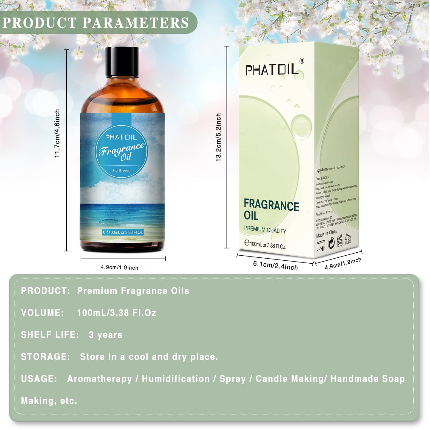 PHATOIL 3.38FL.OZ Coconut & Vanilla Fragrance Oils for Aromatherapy