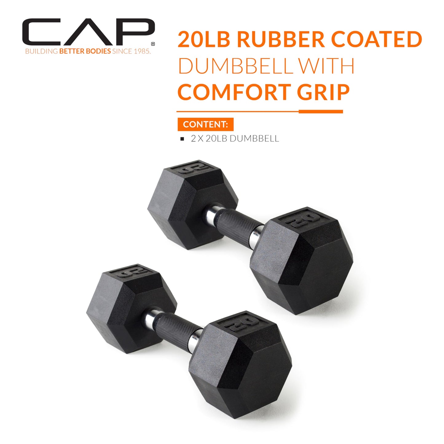 CAP Barbell 10 LB Coated Hex Dumbbell Weight Pair with Black Handle