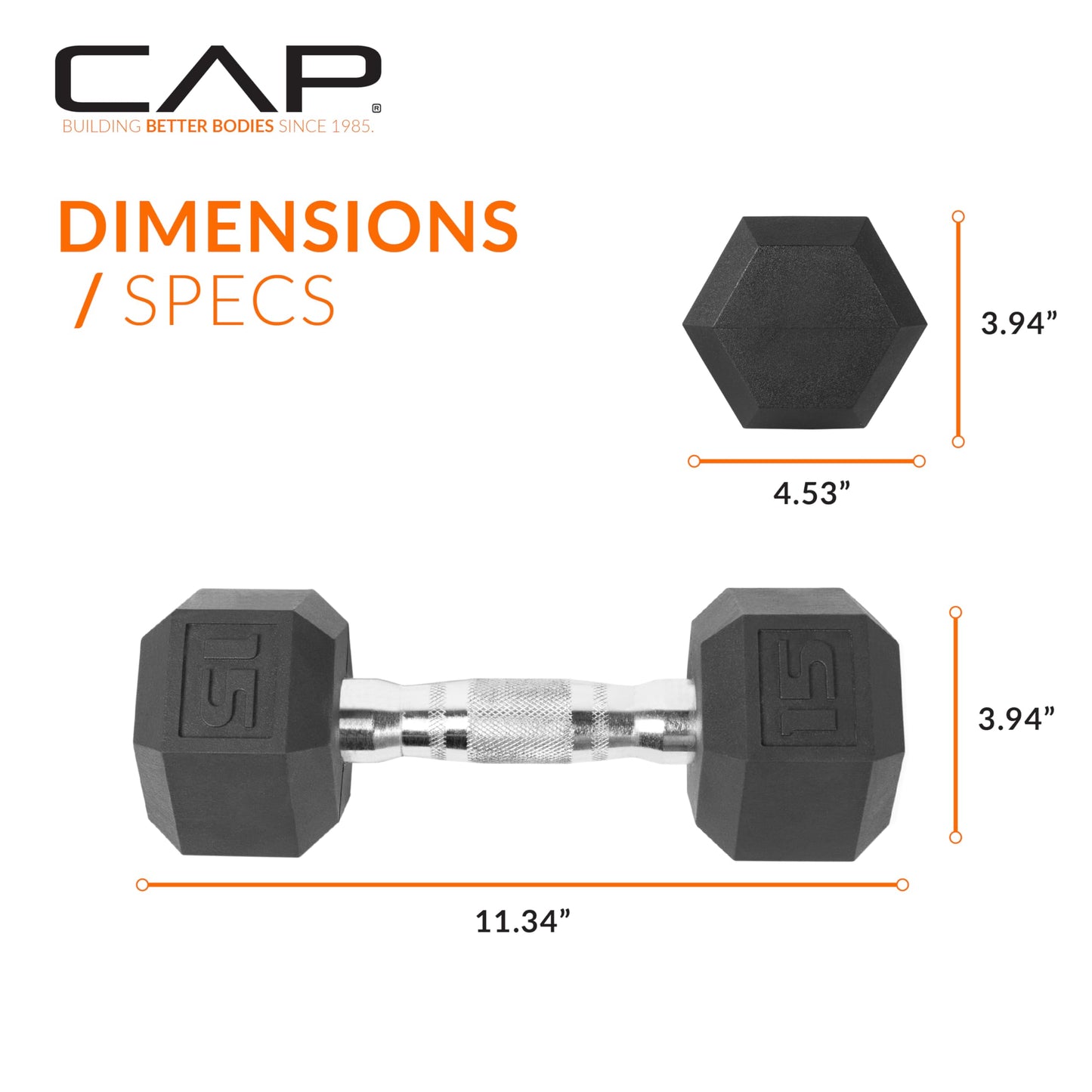 CAP Barbell 10 LB Coated Hex Dumbbell Weight Pair with Black Handle