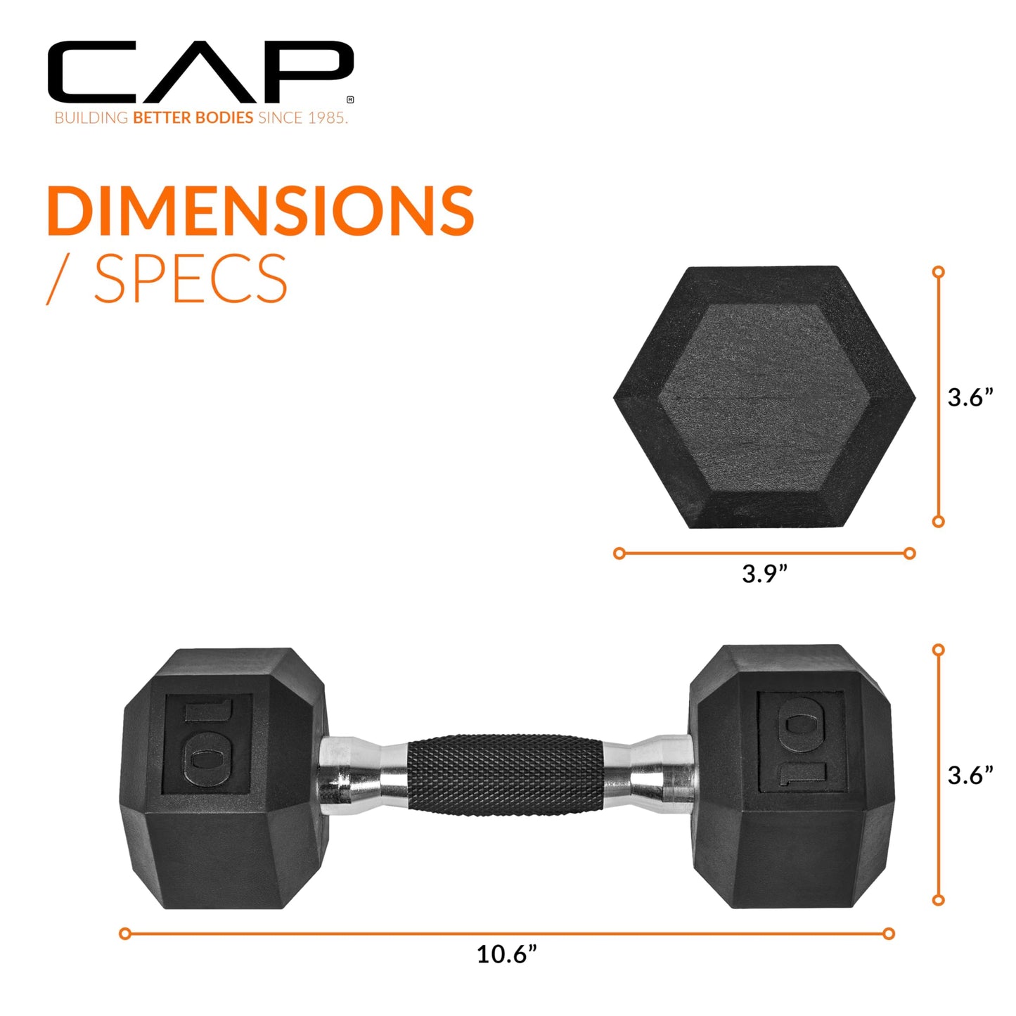 CAP Barbell 10 LB Coated Hex Dumbbell Weight Pair with Black Handle