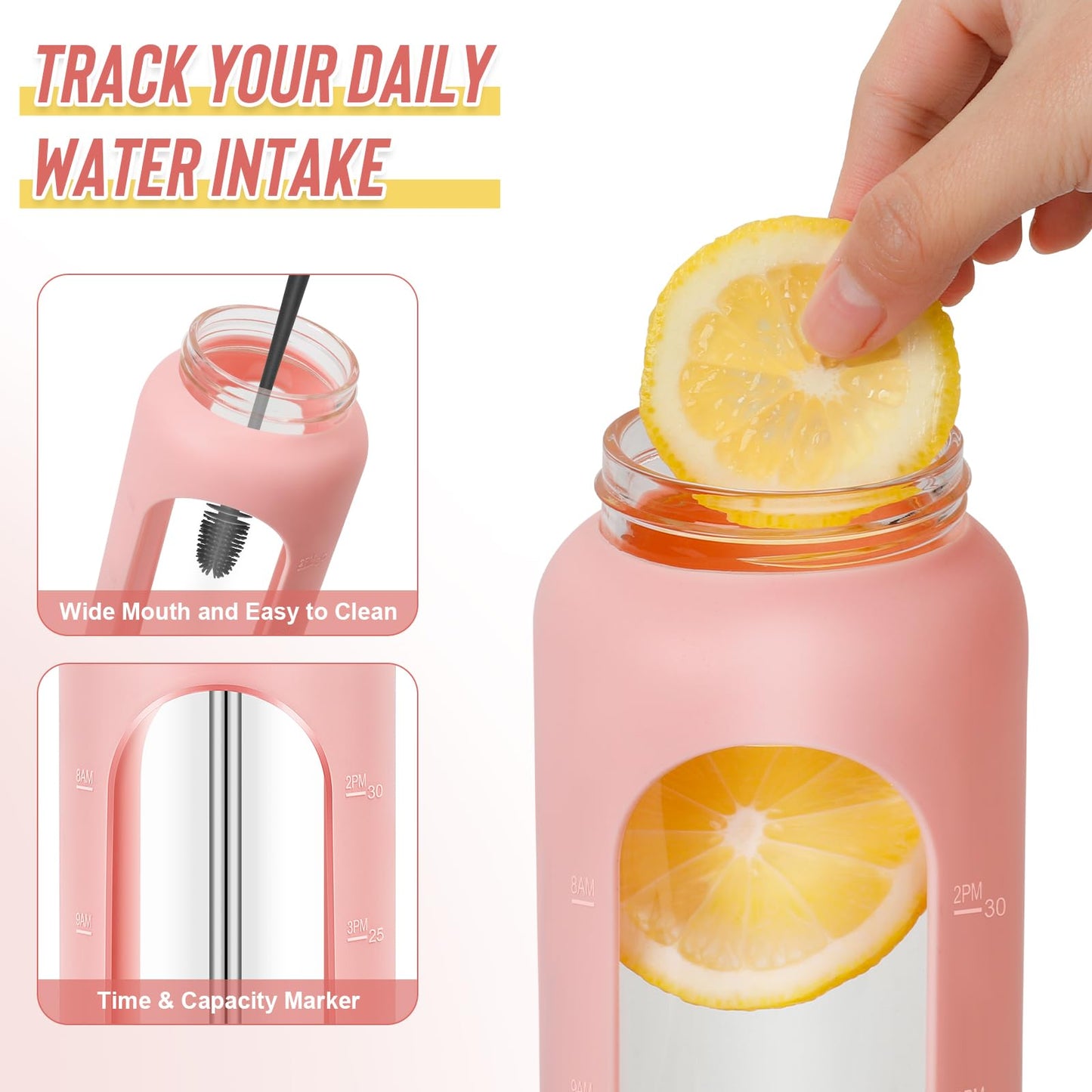FULBEVY Glass Water Bottles 64 oz