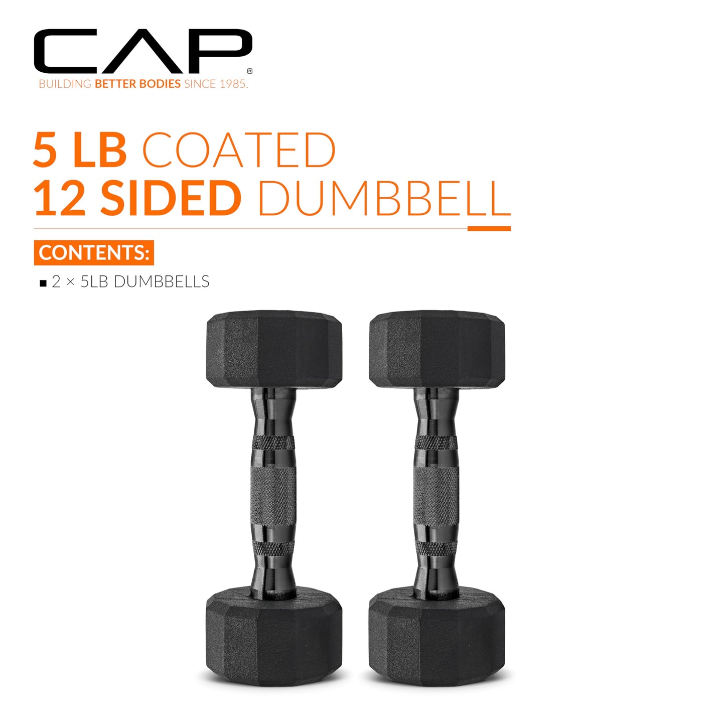 CAP Barbell 10 LB Coated Hex Dumbbell Weight Pair with Black Handle