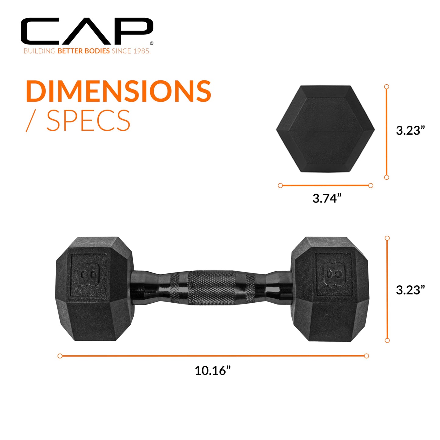 CAP Barbell 10 LB Coated Hex Dumbbell Weight Pair with Black Handle