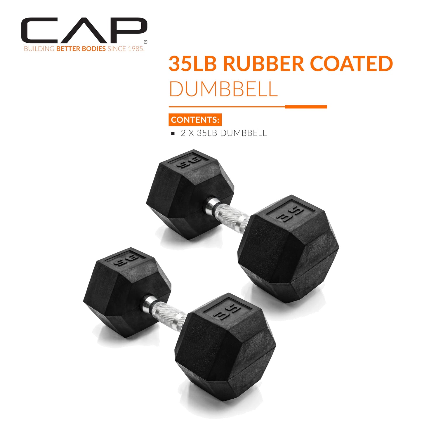 CAP Barbell 10 LB Coated Hex Dumbbell Weight Pair with Black Handle