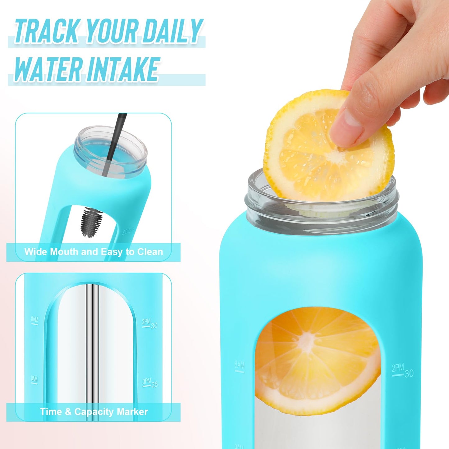 FULBEVY Glass Water Bottles 64 oz