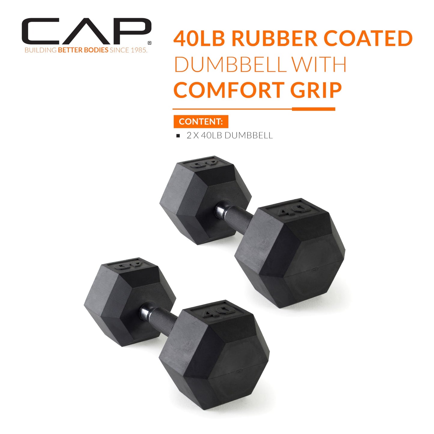 CAP Barbell 10 LB Coated Hex Dumbbell Weight Pair with Black Handle