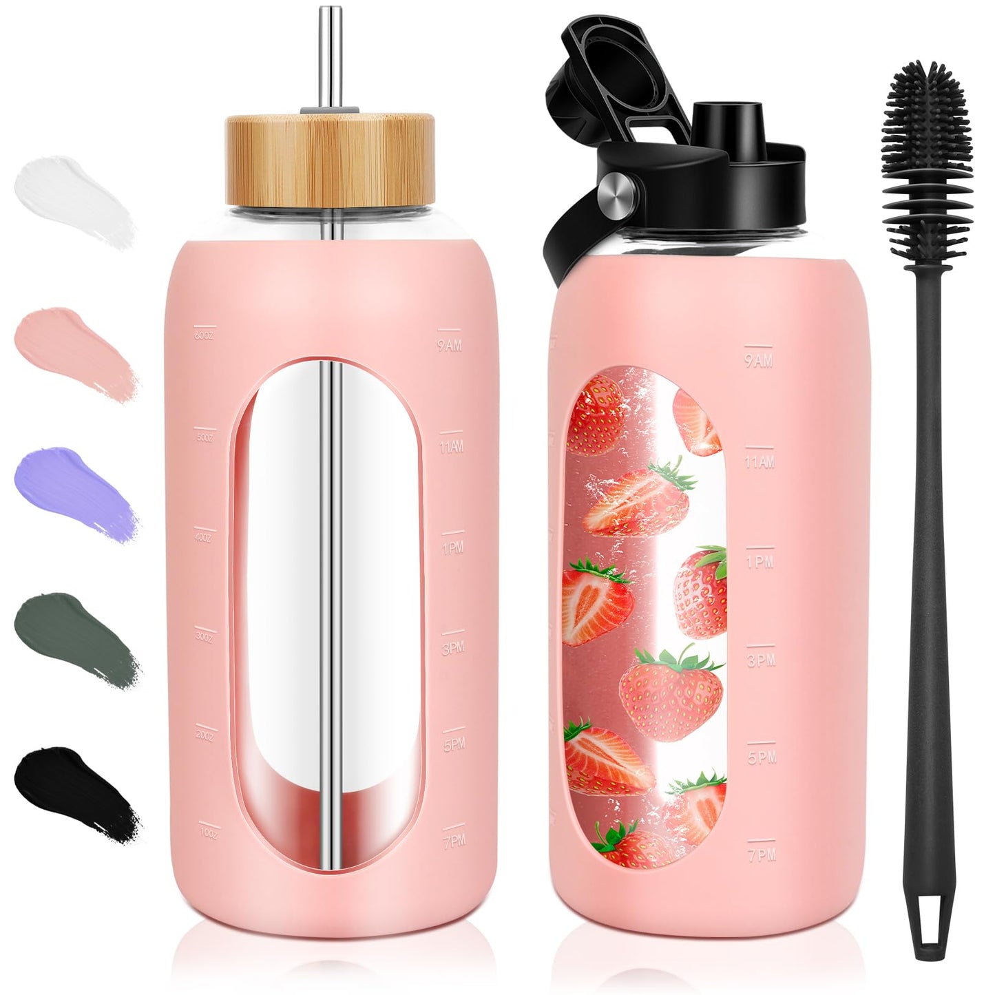 FULBEVY Glass Water Bottles 64 oz