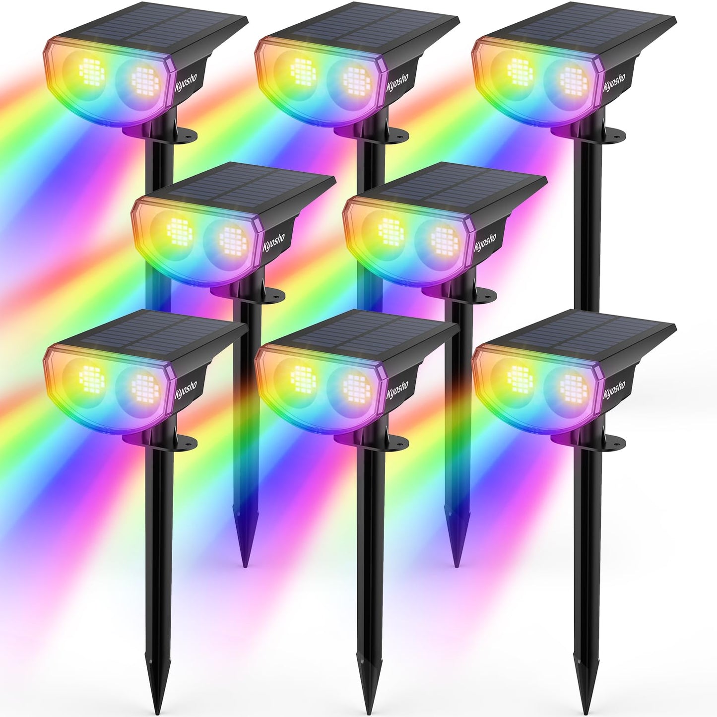 Kyosho Solar Color Spot Lights Outdoor, 9 Lighting Modes Halloween Christmas Lights