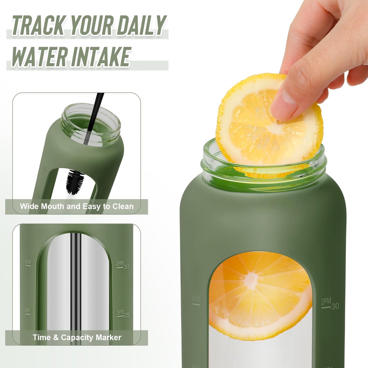 FULBEVY Glass Water Bottles 64 oz