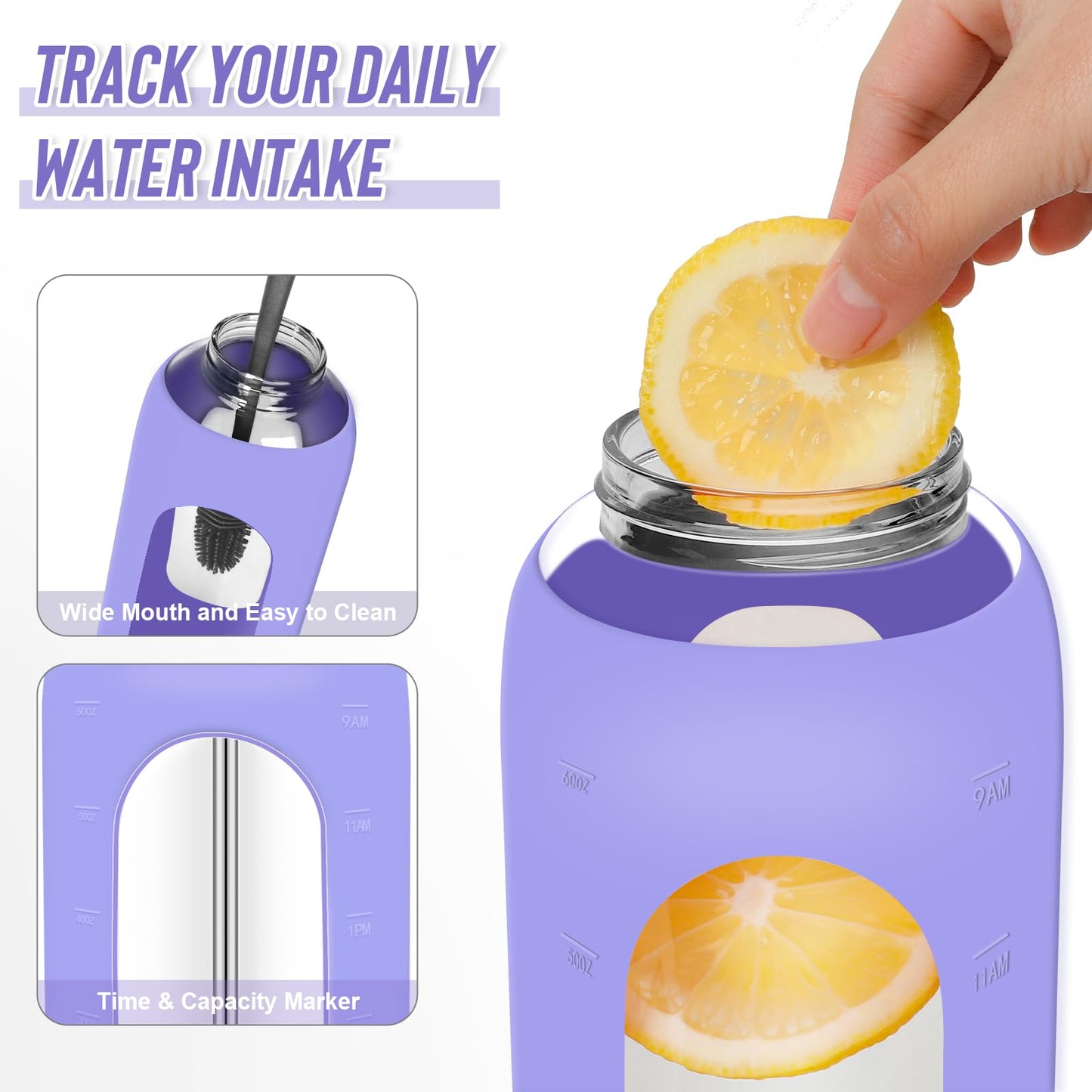 FULBEVY Glass Water Bottles 64 oz
