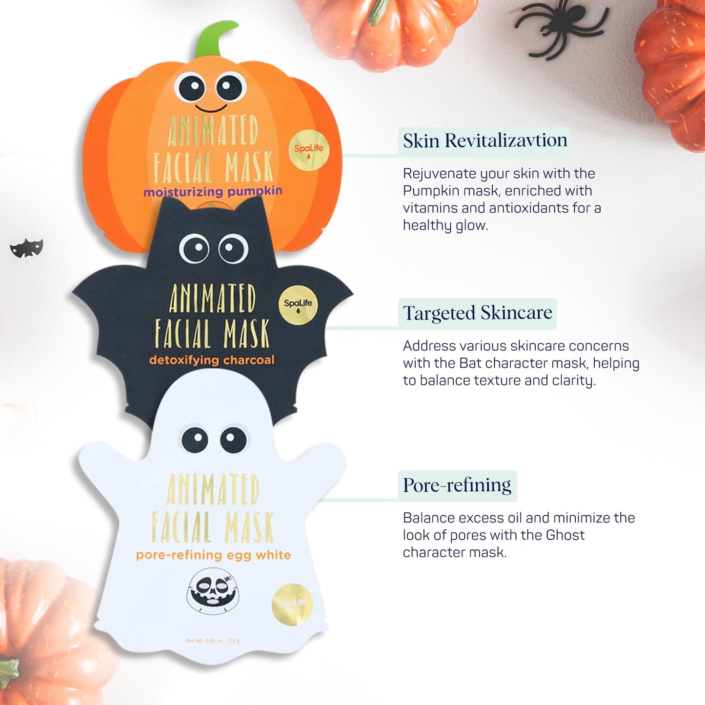 SpaLife Beauty Halloween Face Mask Spooky Glow Bundle | Korean Facial Masks