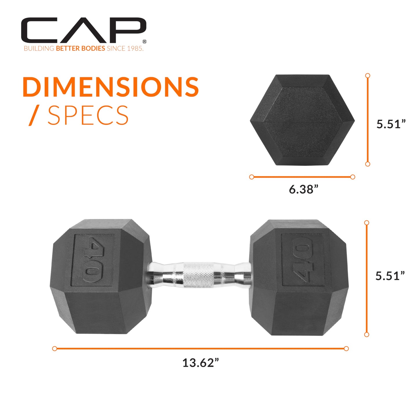 CAP Barbell 10 LB Coated Hex Dumbbell Weight Pair with Black Handle
