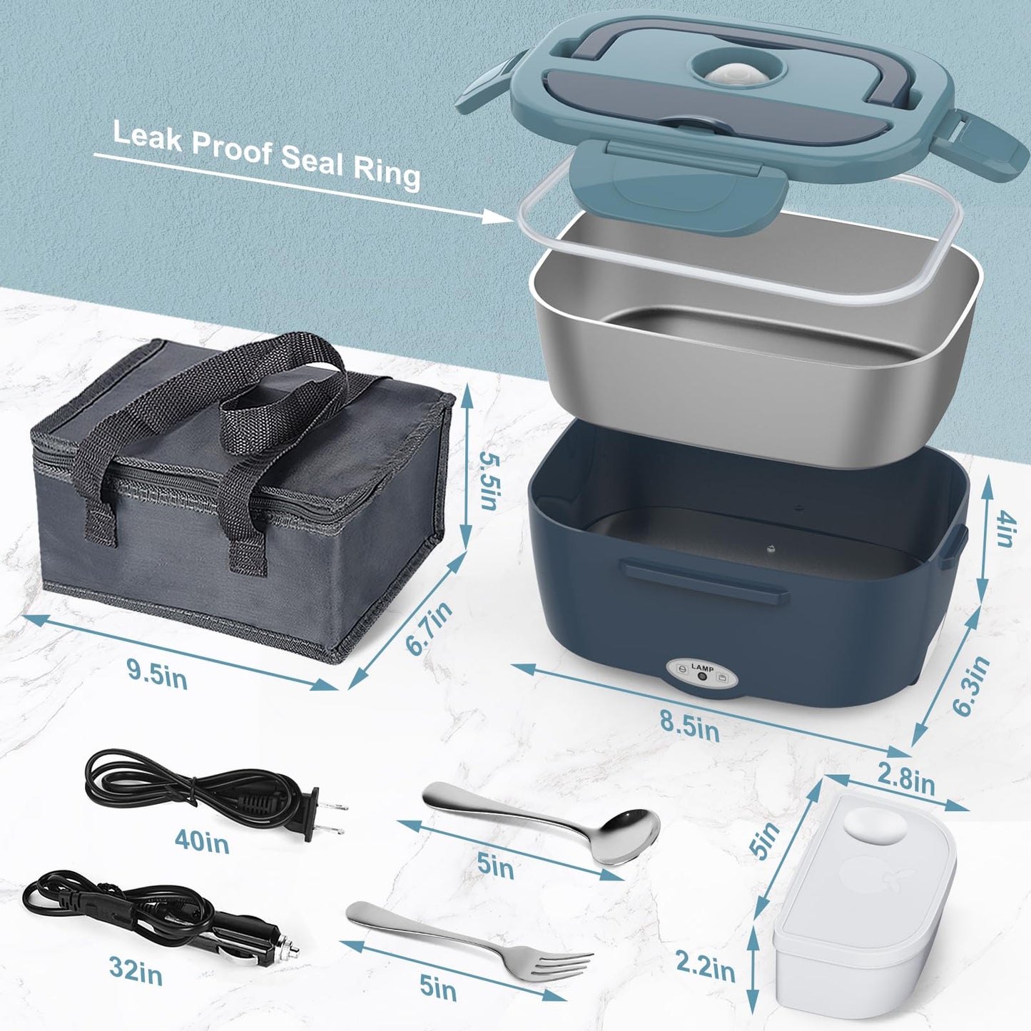 WisaKey Green Electric Lunch Box Food Heater