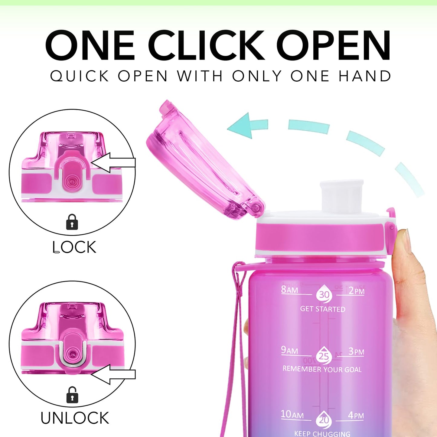 Alwager 32oz Motivational Water Bottles with Time Marker & Fruit Strainer