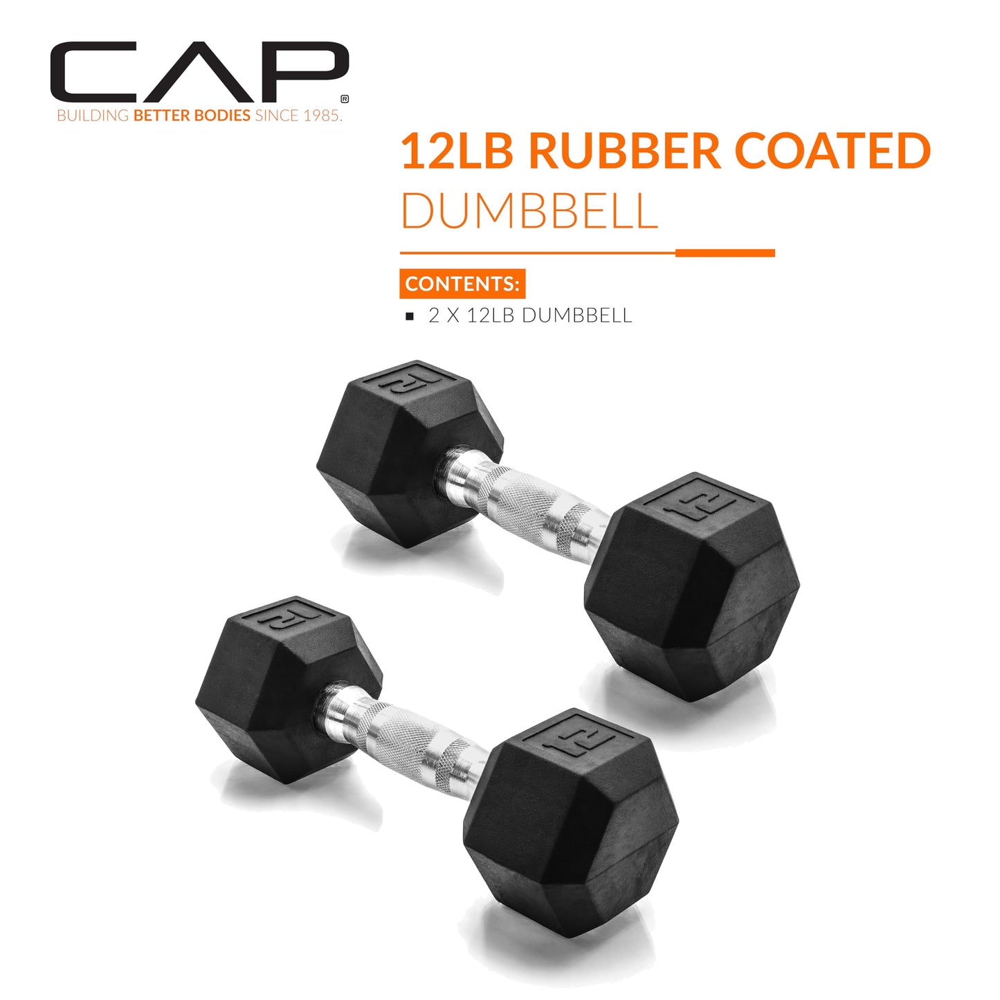CAP Barbell 10 LB Coated Hex Dumbbell Weight Pair with Black Handle