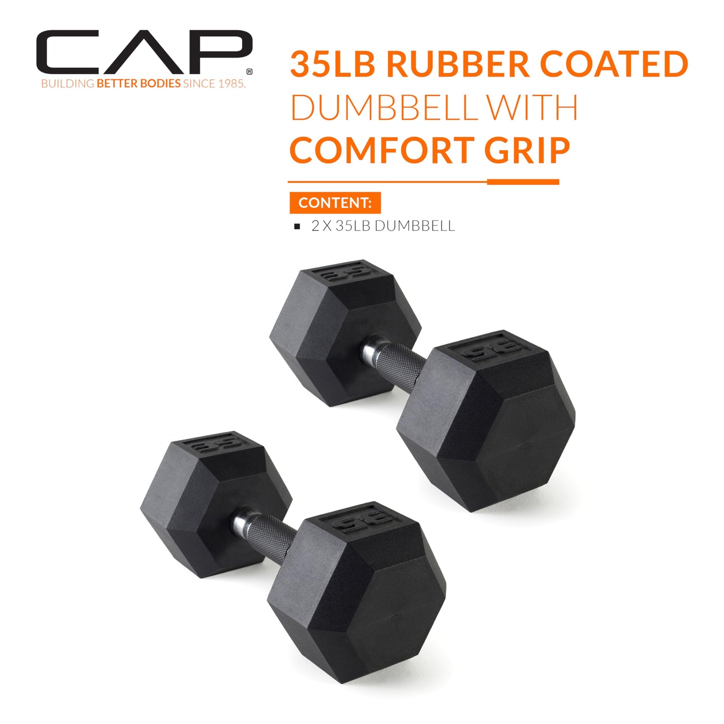 CAP Barbell 10 LB Coated Hex Dumbbell Weight Pair with Black Handle