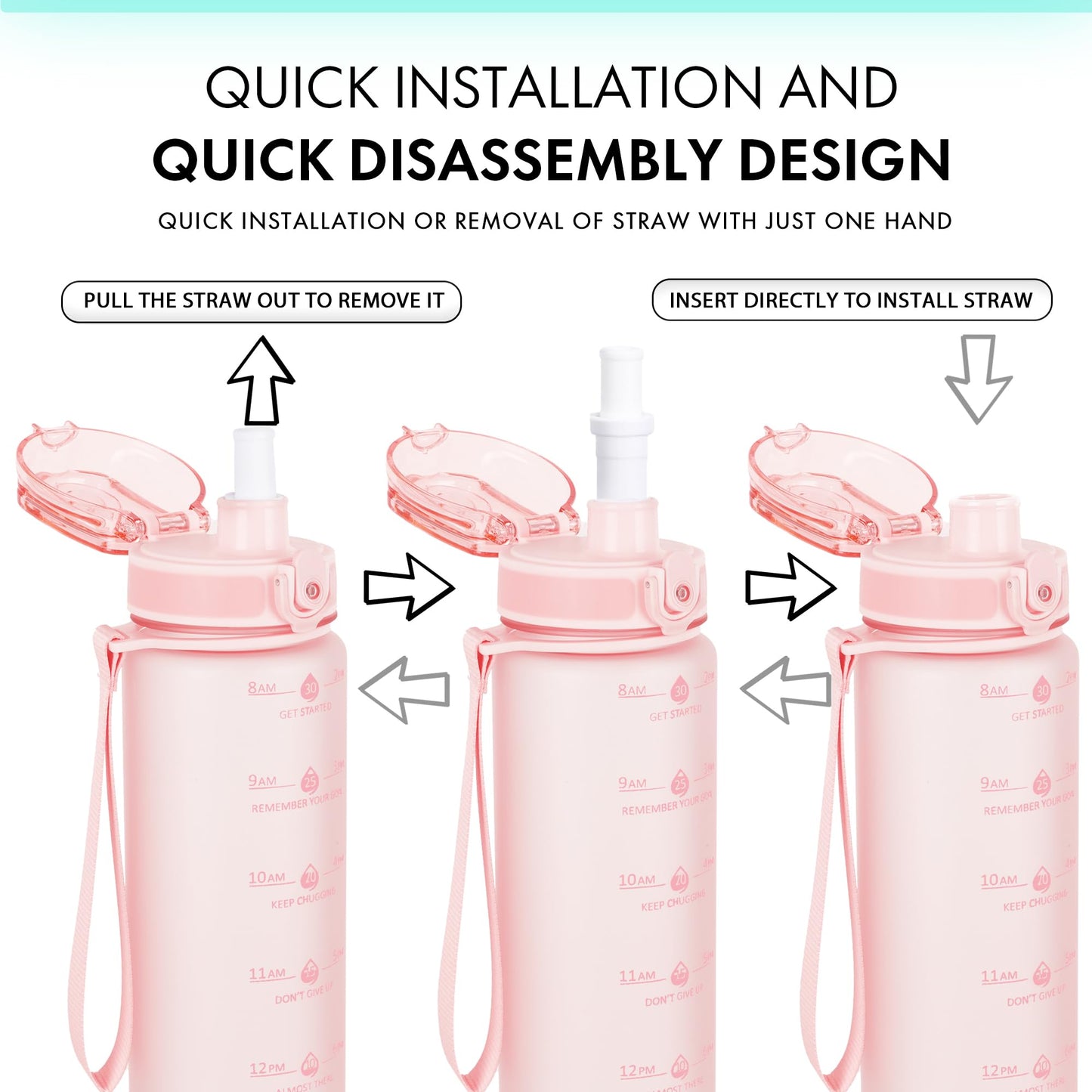 Alwager 32oz Motivational Water Bottles with Time Marker & Fruit Strainer