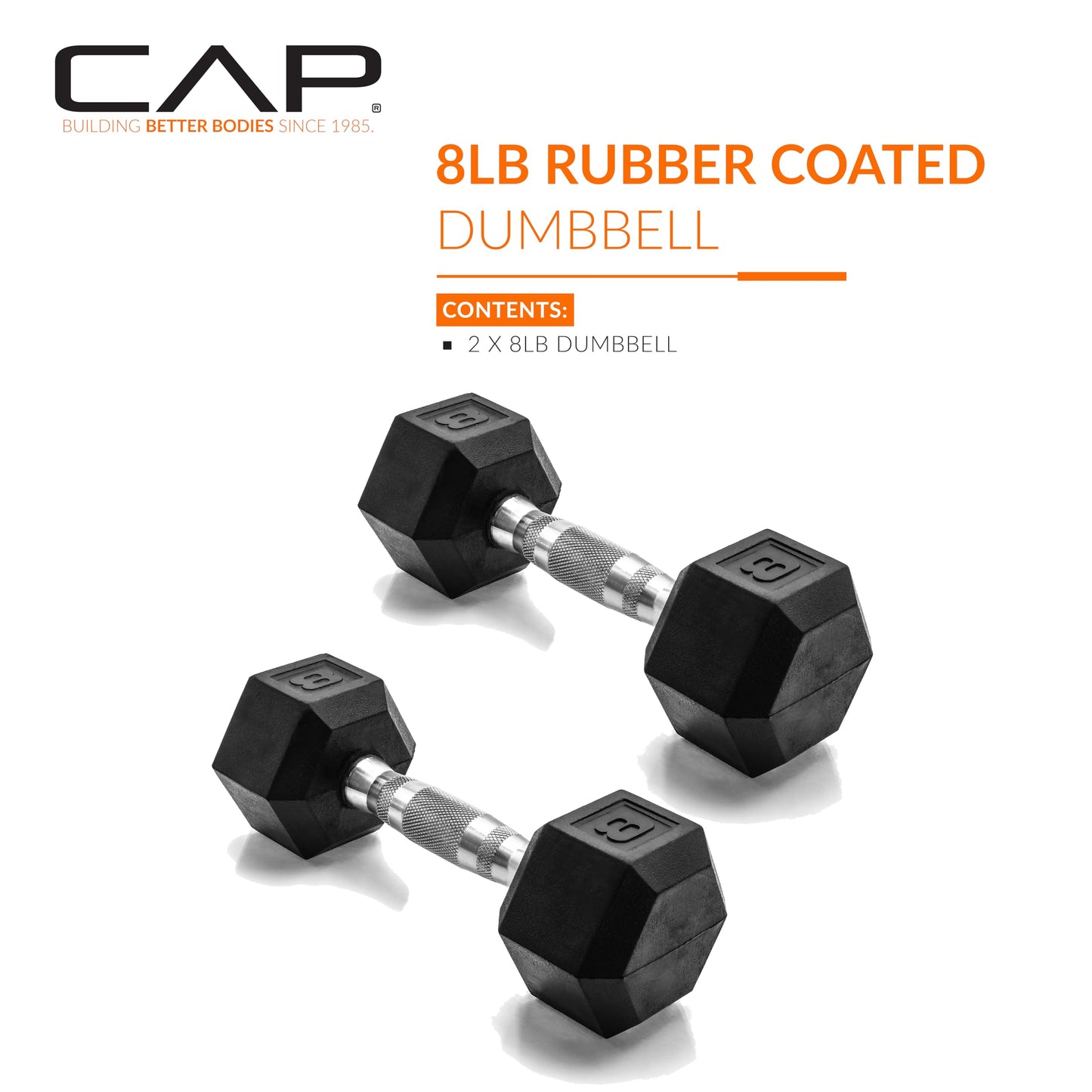 CAP Barbell 10 LB Coated Hex Dumbbell Weight Pair with Black Handle