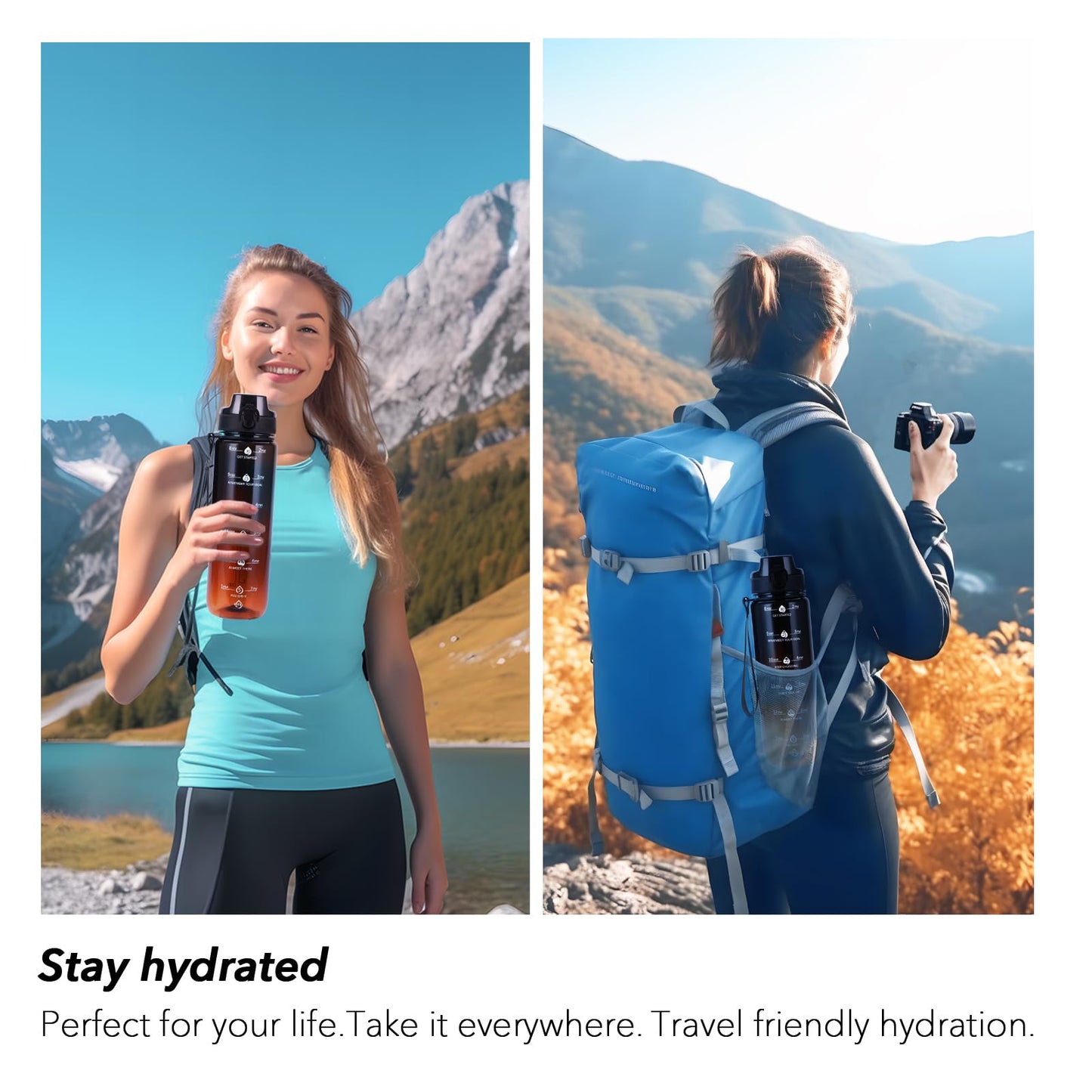 Alwager 32oz Motivational Water Bottles with Time Marker & Fruit Strainer