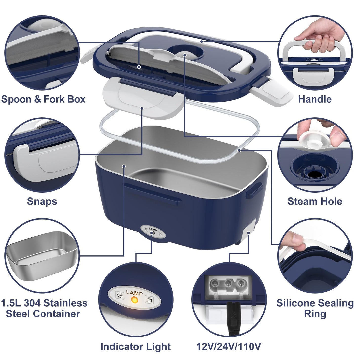 WisaKey Green Electric Lunch Box Food Heater
