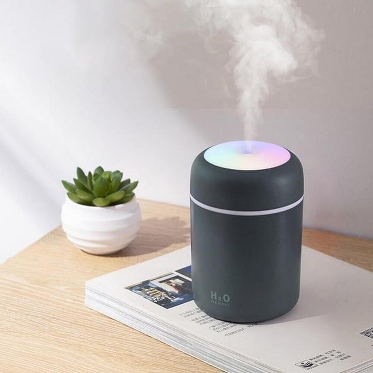 Portable Mini Humidifier, Colorful, Cool Mist, USB Powered.