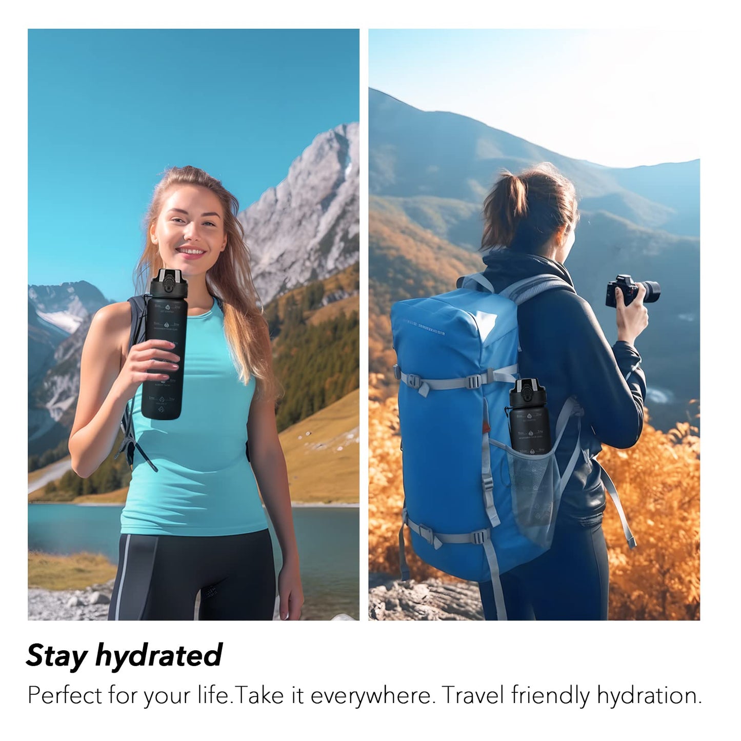 Alwager 32oz Motivational Water Bottles with Time Marker & Fruit Strainer