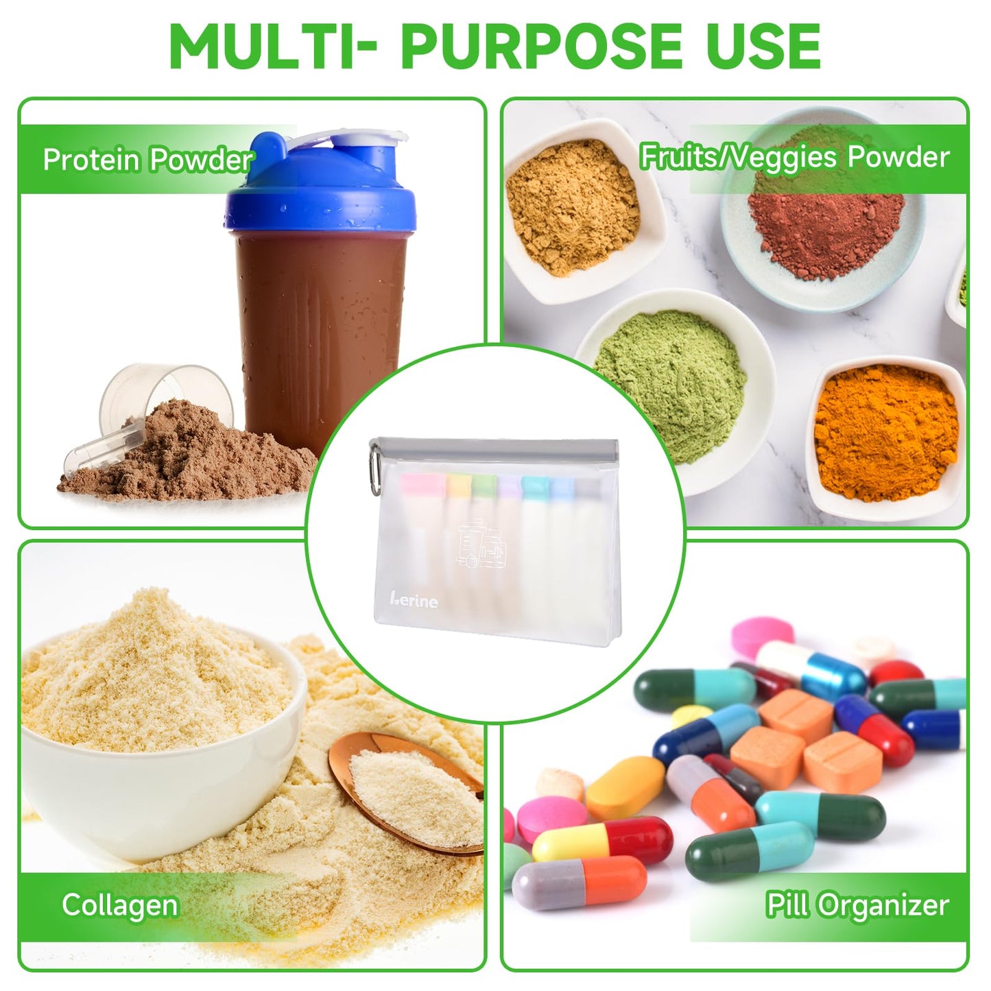 Lerine Protein Powder Travel Container Set
