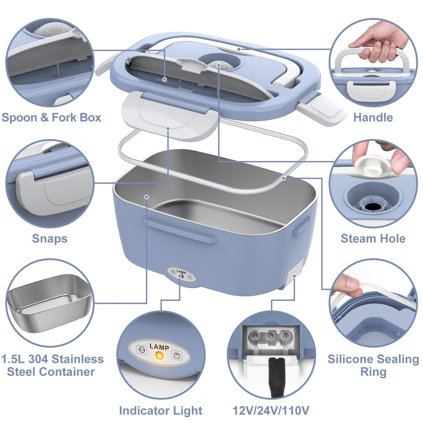WisaKey Green Electric Lunch Box Food Heater