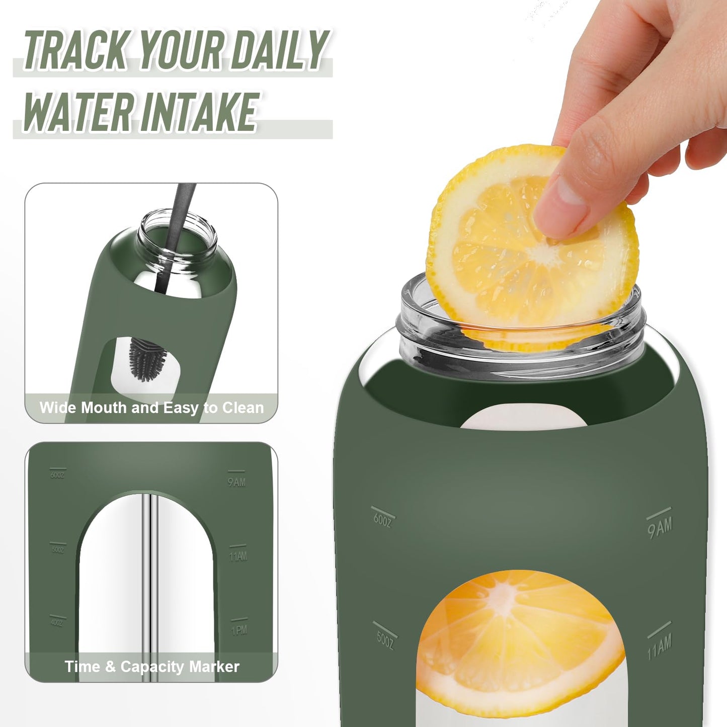 FULBEVY Glass Water Bottles 64 oz
