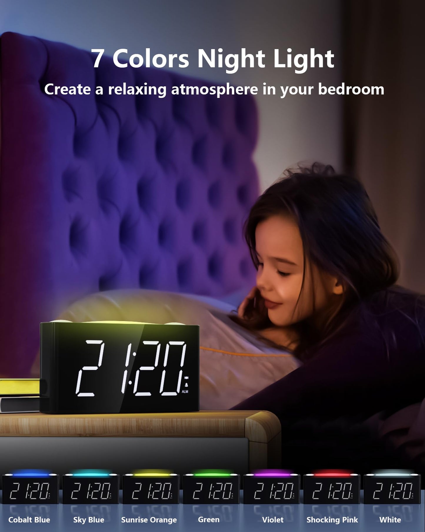 Vibrating Alarm Clock with Color Display