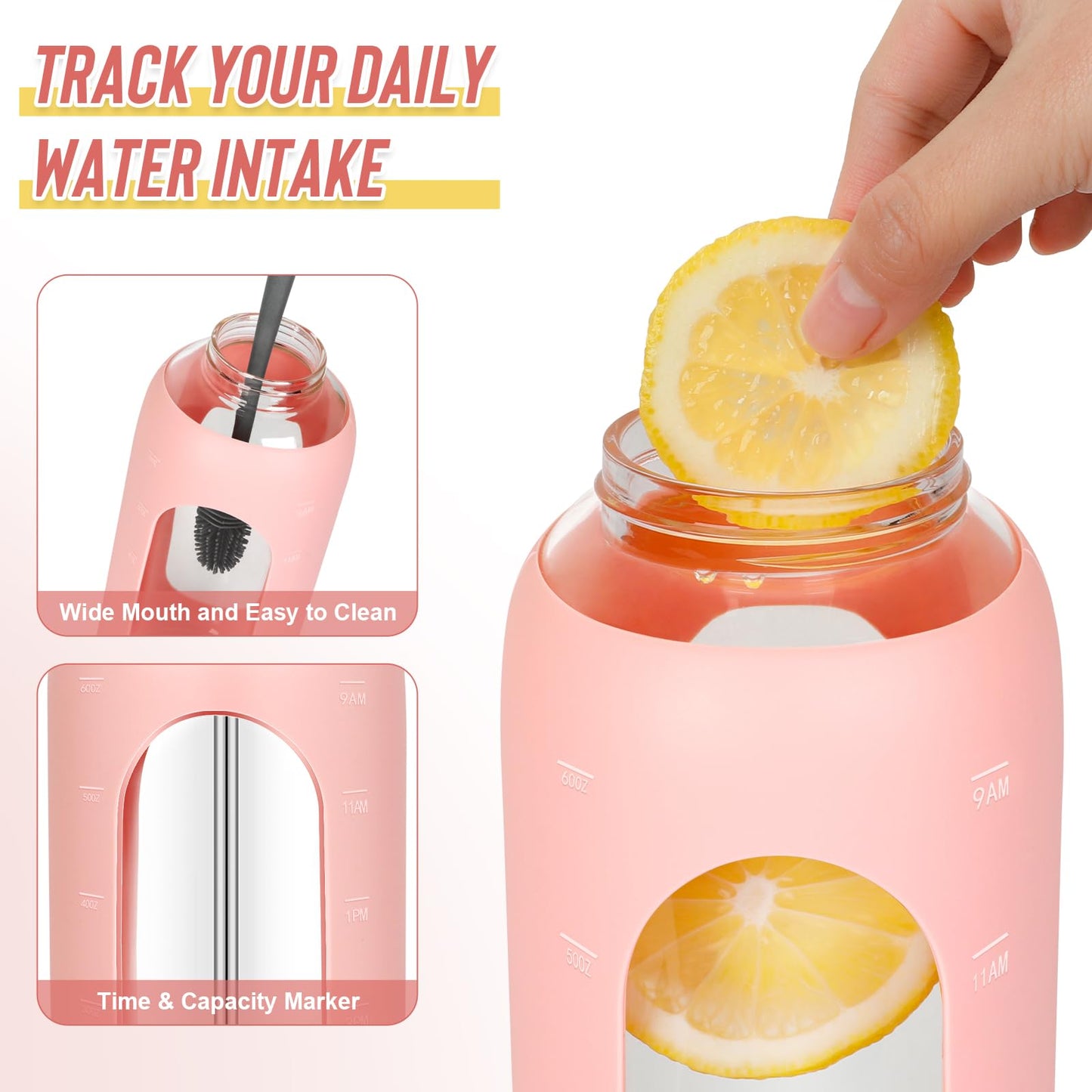 FULBEVY Glass Water Bottles 64 oz