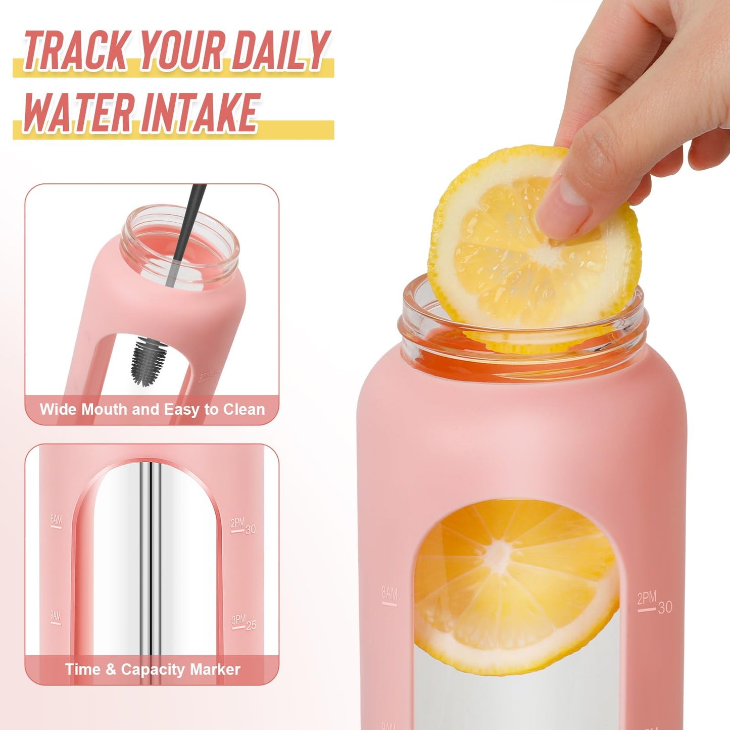 FULBEVY Glass Water Bottles 64 oz