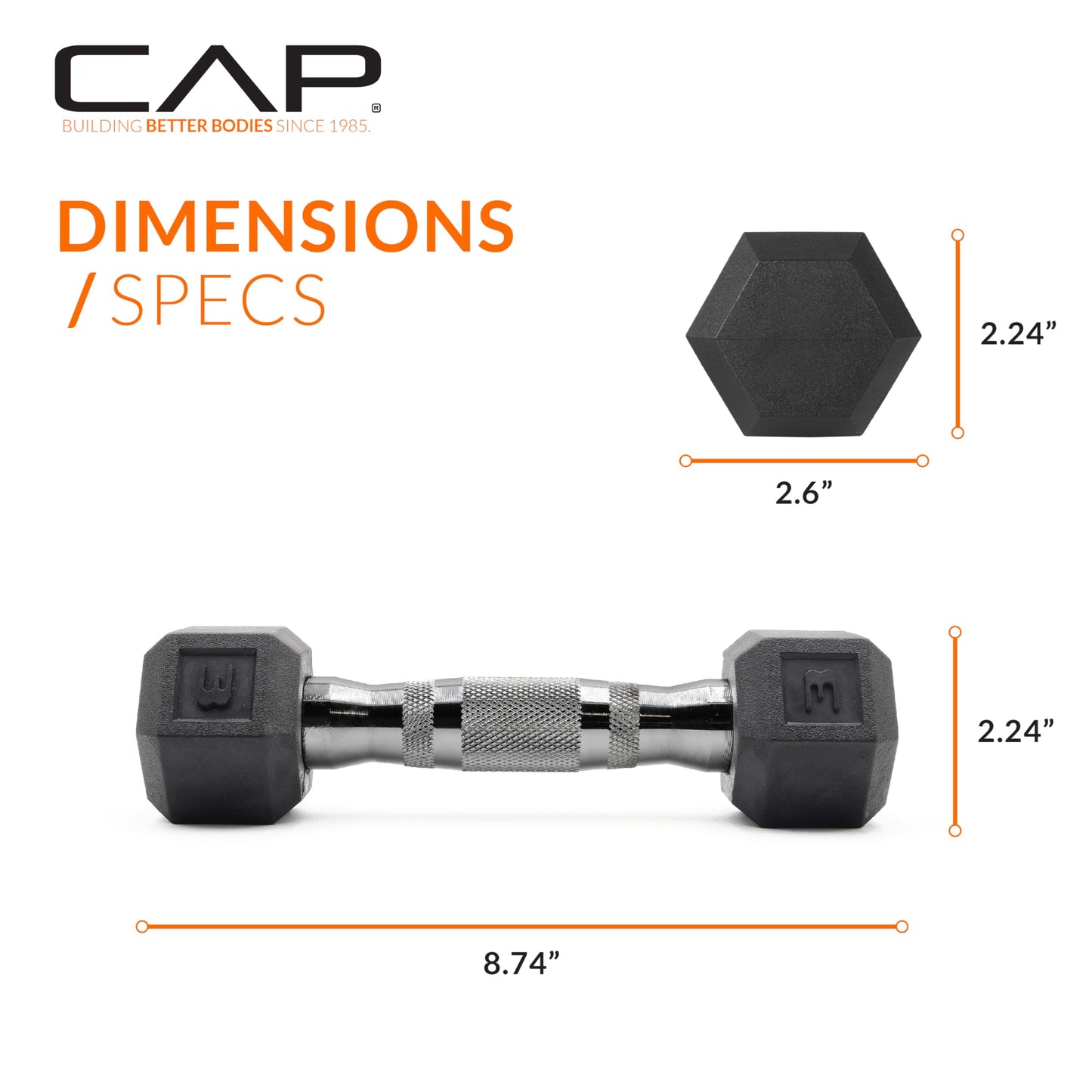 CAP Barbell 10 LB Coated Hex Dumbbell Weight Pair with Black Handle