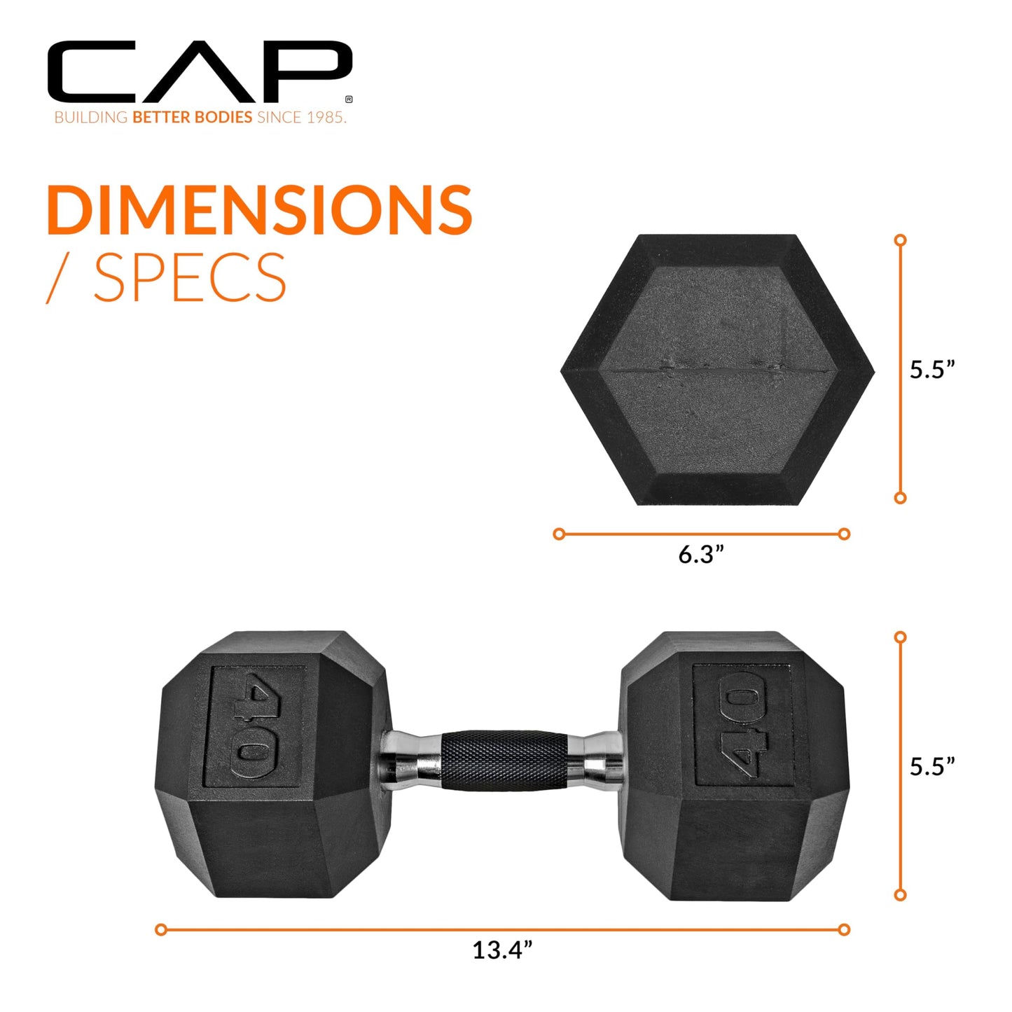 CAP Barbell 10 LB Coated Hex Dumbbell Weight Pair with Black Handle